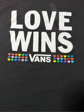 Vans womens crop top “Love Wins" Black Graphic Tee